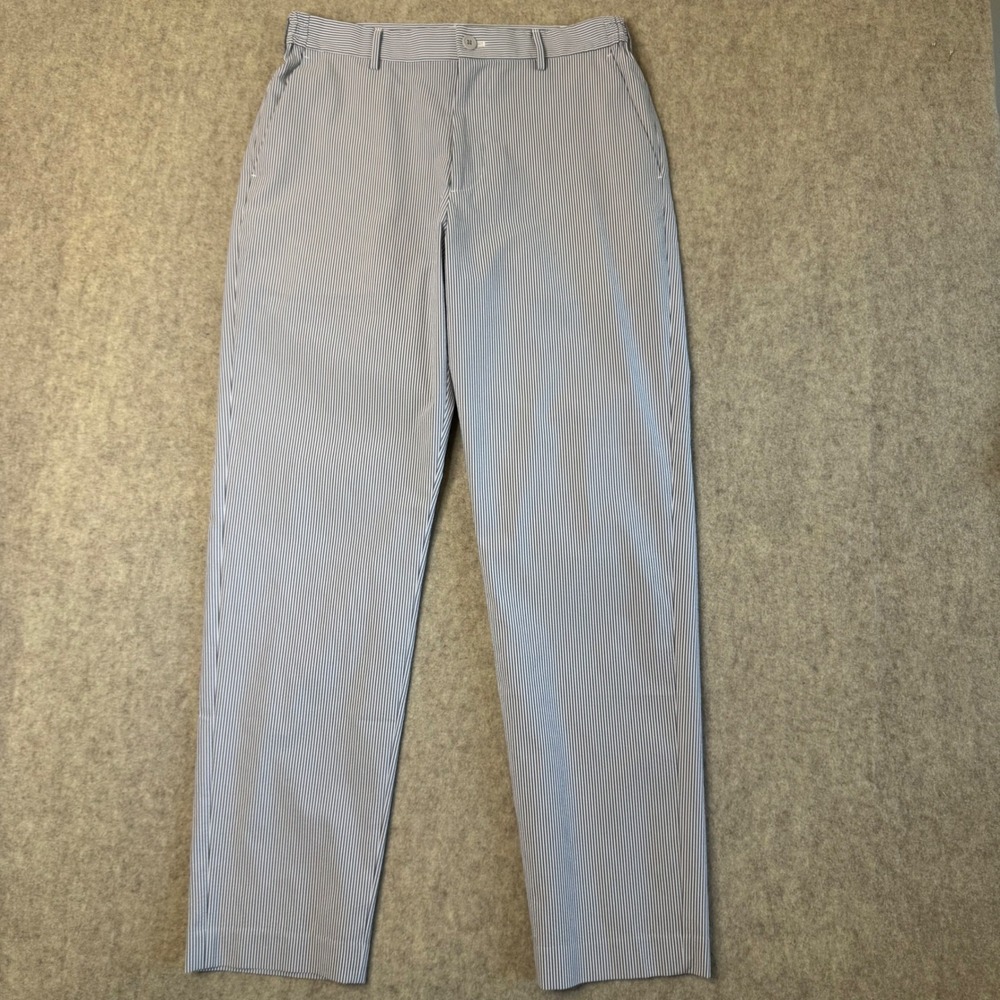 Uniqlo Seersucker Airsense Pants Mens M Blue White Relaxed Fit